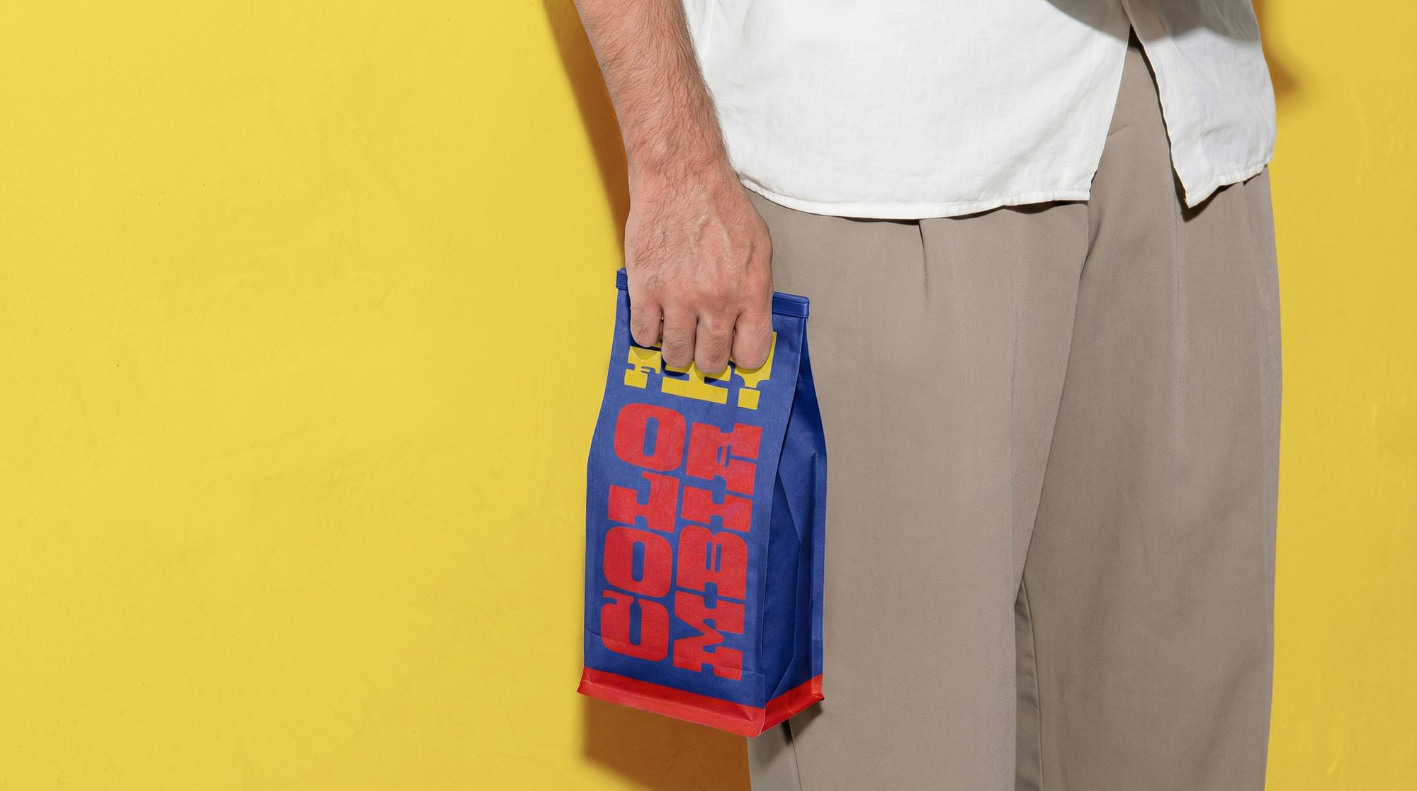 Mockup showing Cofi brand packaging.